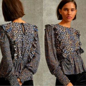 Anthropologie bl^nk London Cheetah Peplum Top